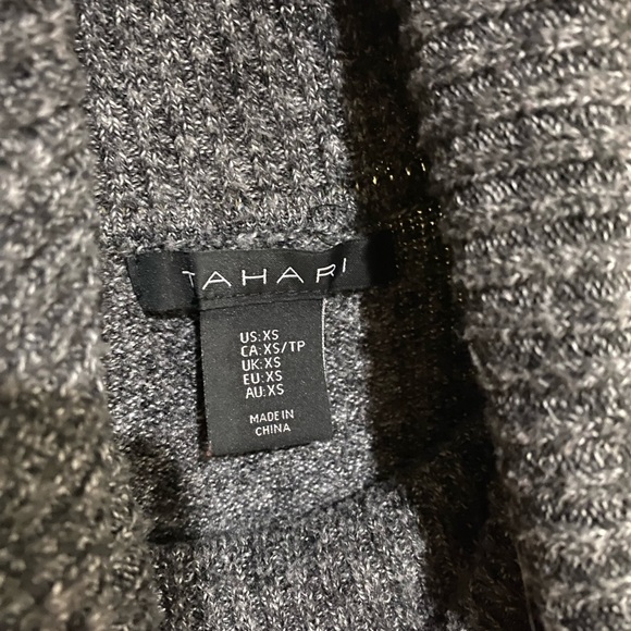 Tahari Charcoal Cowl Neck Sweater- Womens size XS-98 - Picture 2 of 6